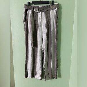 Ann Taylor LOFT Women's Striped Belted Ankle Mid Calf Pants